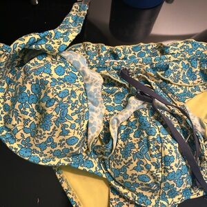Jack Wills Blue and Yellow Floral Bikini